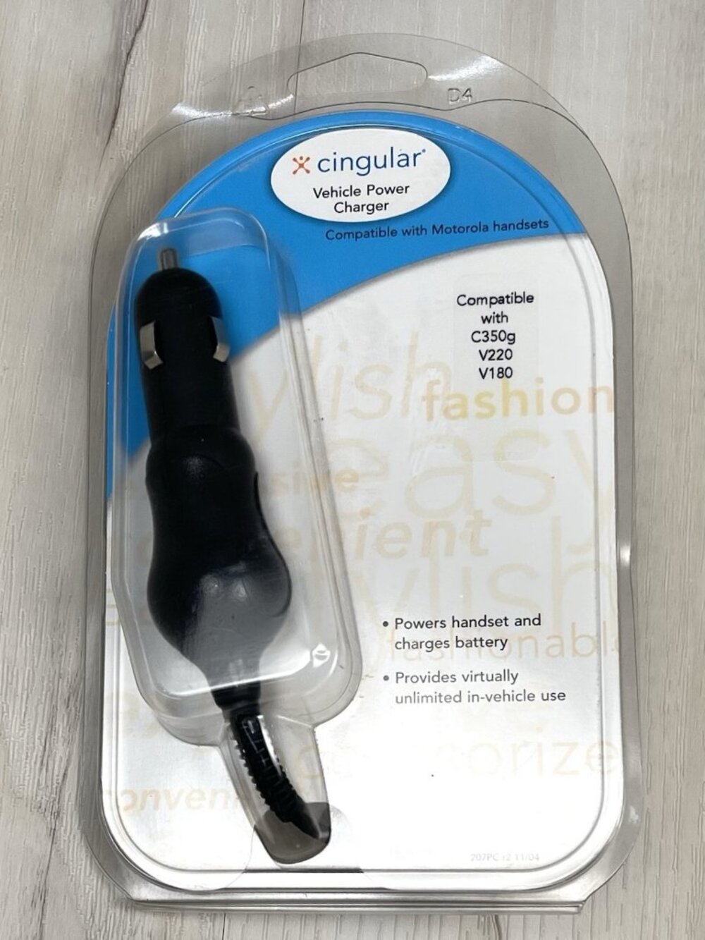 CINGULAR VEHICLE POWER CHARGER for Motorola C350g V220 V180 Cell Phones NOS NEW